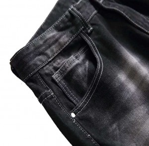 Factory direct fashion straight leg pants plus size monkey wash zipper fly black ripped jeans men