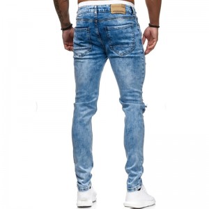100% Original Factory China Denim Pleating Rips Pants Good Quality Apparel Men Jeans