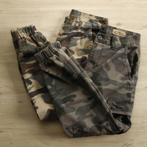 Factory direct camouflage beam feet overalls men’s retro casual loose straight-leg casual trousers