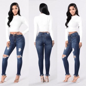 Rapid Delivery for China L99426 New Arrival Sexy Woman Fashion All-Match Washed Ripped Flared Jeans