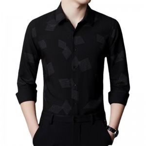 2022 plus-size men’s business Slim premium solid color fashion pattern shirt