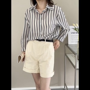 2022 factory custom new plus-size women’s fashion color striped shirt
