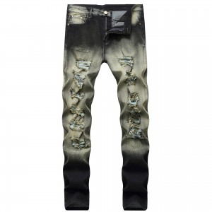 Men’s Stretch Ripped Jeans Two Tone Color Changing Men’s Denim Trousers