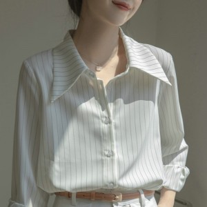 2022 Factory Customized New Plus Size Women’s Fashion Atmospheric Loose Striped Shirts