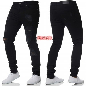 Clothing factory customize service ripped jeans men tapered jeans