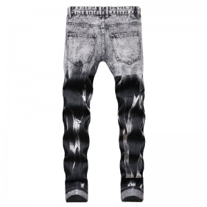Men’s ripped wild personality textured jeans men’s plus size straight jeans