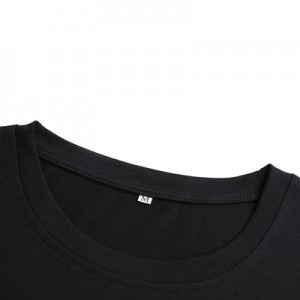 Round neck black print simple men’s casual T-shirt summer