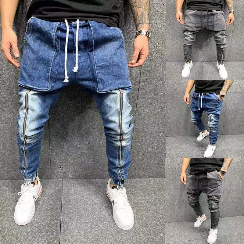 8 Year Exporter High Waisted Pull On Jeans - Men’s jeans with drawstring elastic feet – Yulin