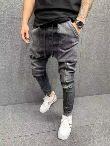 Men’s jeans with drawstring elastic feet