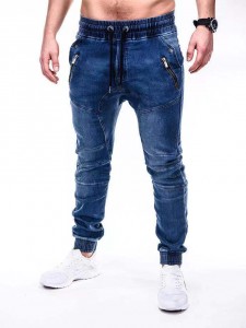 Gray blue men’s small feet jeans comfortable and breathable wholesale jeans