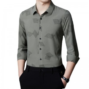 2022 plus-size men’s business Slim premium solid color fashion pattern shirt