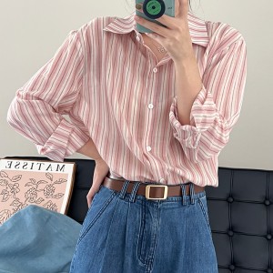 2022 factory custom new plus-size women’s fashion color striped shirt
