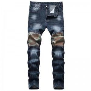 Fashion splicing patch casual men’s jeans wholesale price