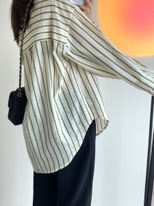 2022 factory custom new plus-size women’s fashion loose  striped shirt