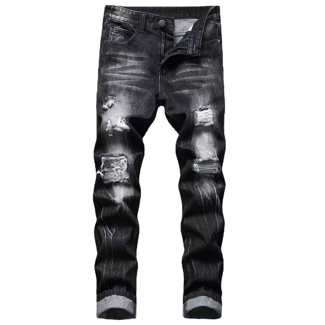 Hot New Products Jeans For Men - Dark skinny jeans men’s casual street style ripped personality style – Yulin