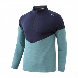 New autumn and winter long-sleeved men’s zipper sports quick-drying T-shirt long sleeves