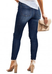 Quality Stretch Slim Ripped Mid High Waist Jeans Women’s Skinny Pants