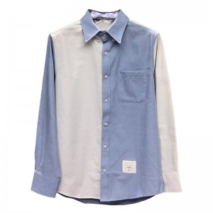 2022 Factory wholesale custom large size fashion men blue and white stitching shirt