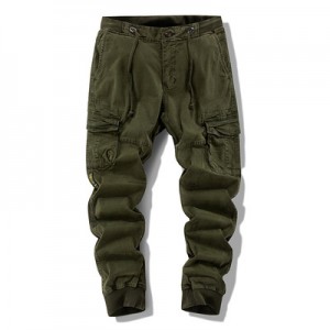 Men’s loose overalls with small feet khaki army green