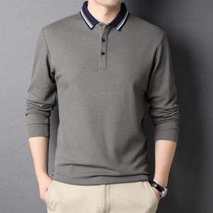 Autumn fashion business long-sleeved lapel polo shirt for men