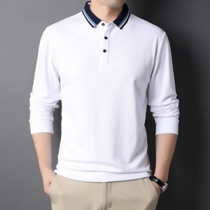 Autumn fashion business long-sleeved lapel polo shirt for men