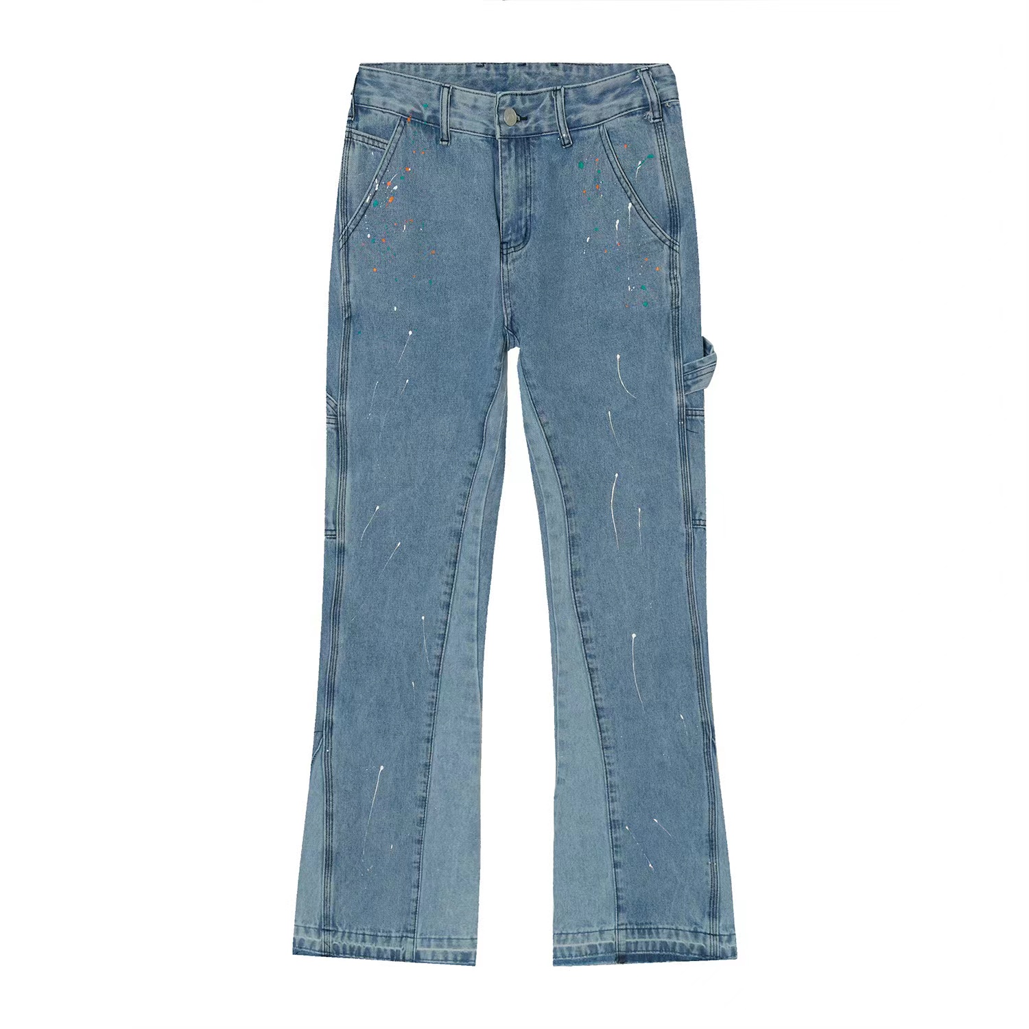 Original Factory 1980s Womens Jeans - Casual loose men’s wide leg pants personality patch – Yulin