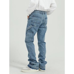 Casual loose men’s wide leg pants personality patch