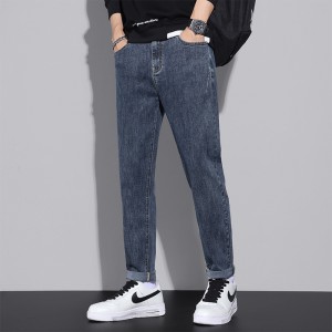 High quality skinny fit appliqued jeans men slim ripped men’s Jeans