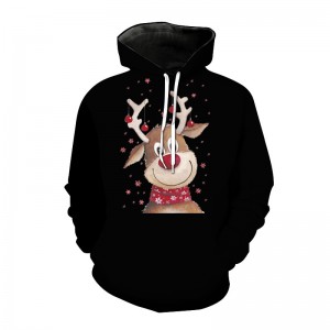 New 2021 Christmas casual men’s sweater cartoon digital printing pullover long-sleeved hooded