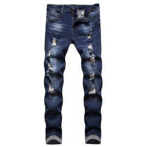 Low price for Black Cut Up Jeans Womens - Men’s ripped jeans dark blue high quality wholesale jeans – Yulin