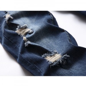 Men’s ripped jeans dark blue high quality wholesale jeans