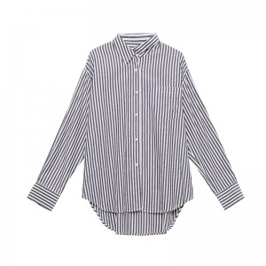 2022 factory customized new plus-size women’s personality trend striped shirt