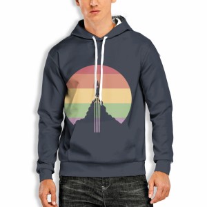 New men’s sweater minimalist rocket pattern autumn and winter hoodie