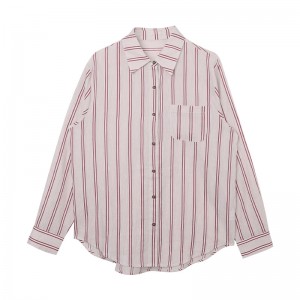 2022 factory custom new plus-size women’s fashion personality loose striped shirt