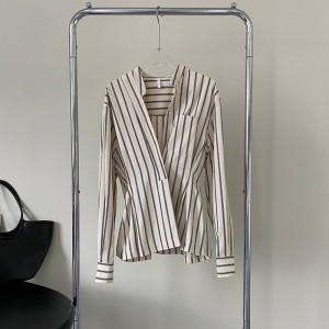 2022 Factory Customized New Plus Size Women Fashion Sexy Loose Striped Shirts