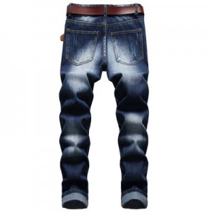 Casual men’s jeans print ripped men’s trousers