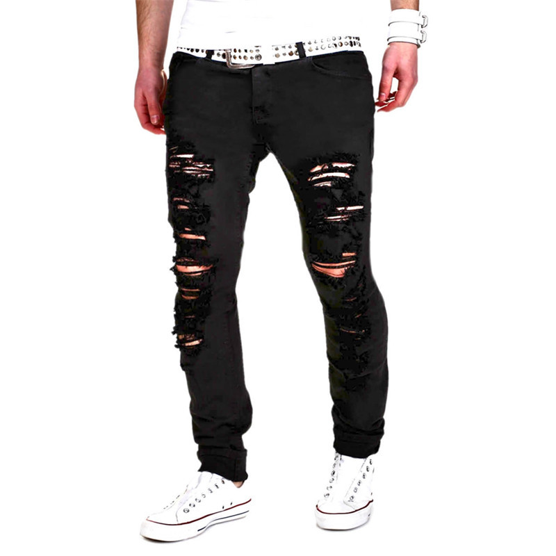 Renewable Design for Black Ripped Jeans Mens - New cross-border exclusively for men in European and American ripped jeans – Yulin