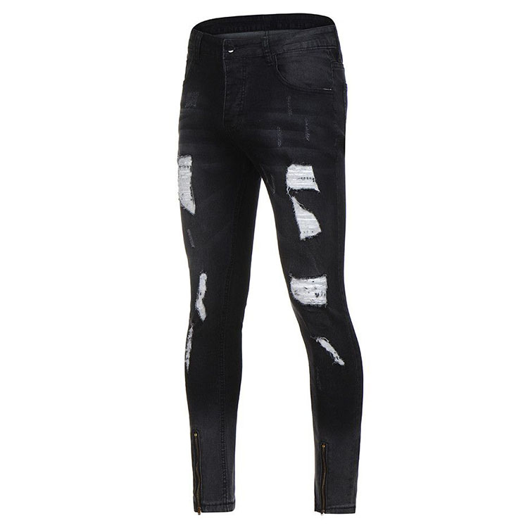 Factory Price For Black High Waisted Skinny Jeans - Dark Slim Ripped Hole High Quality Jeans Wholesale Jeans – Yulin