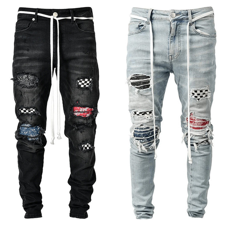 Factory wholesale Tight Skinny Jeans Mens - Ripped stitching men’s jeans factory price jeans manufacturer – Yulin