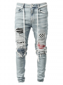 Ripped stitching men’s jeans factory price jeans manufacturer