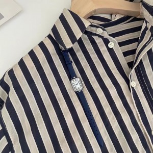 2022 factory custom new plus size women’s fashion sexy black and white loose striped shirt
