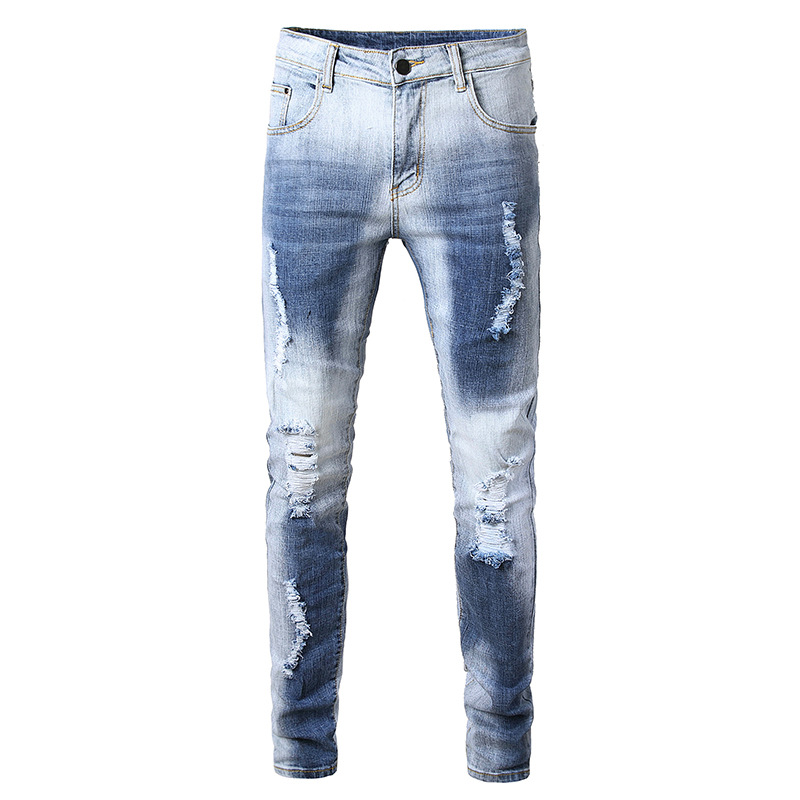 Best quality High Waisted Baggy Jeans Womens - Jeans men’s ripped denim men’s pants straight personality wash white men’s pants – Yulin