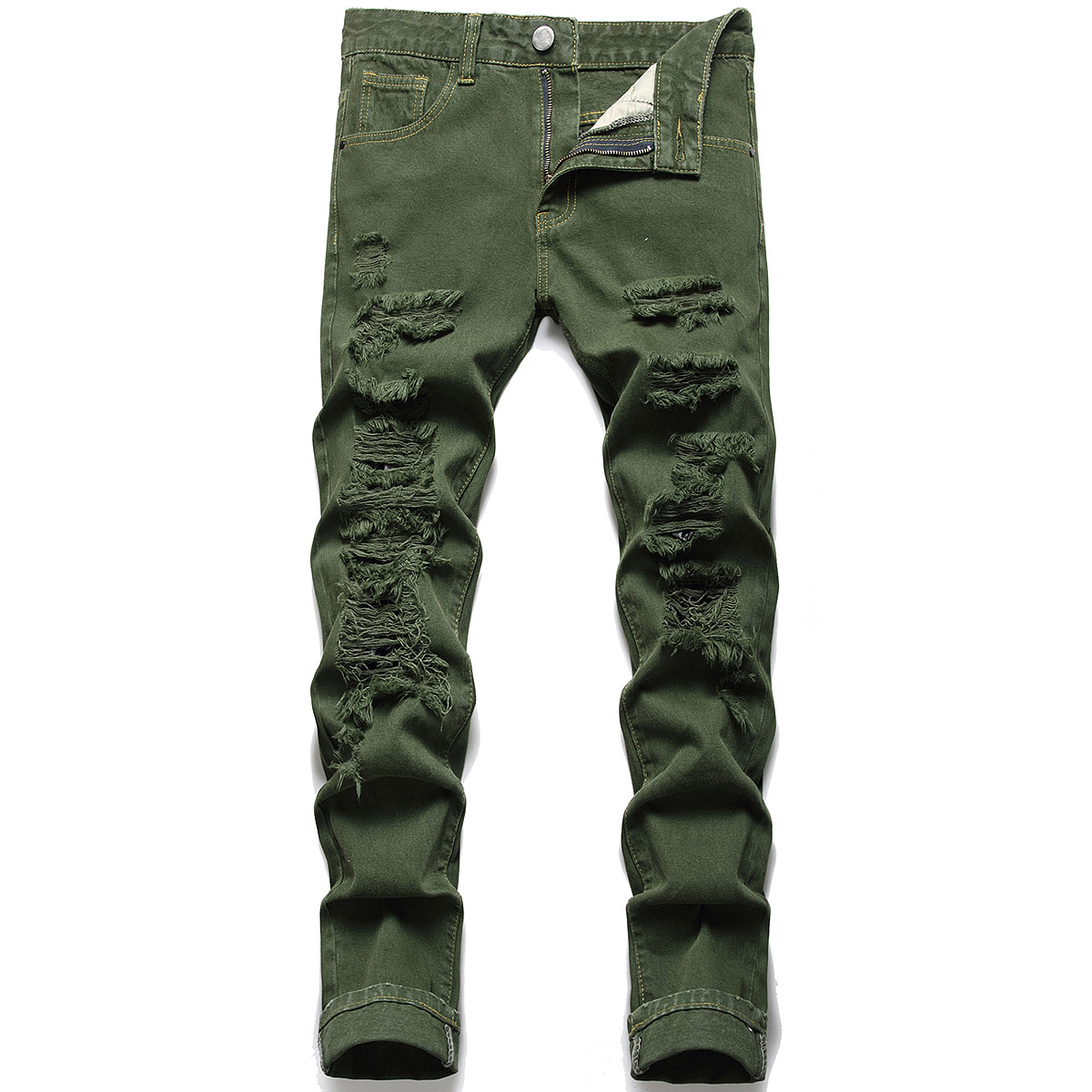 Factory Outlets Tan Skinny Jeans Womens - European and American foreign trade jeans men’s army green trousers ripped slim straight – Yulin