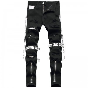 Black personality straight men’s jeans new factory price