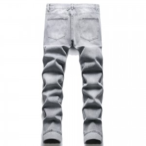 2022 hot sale new foreign trade straight button ripped men’s jeans