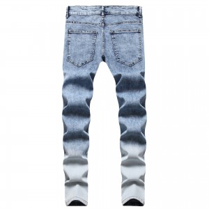 European and American hip-hop style stretch ripped slim-fit jeans men