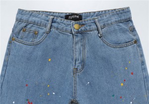 Factory direct sale men’s jeans with splash ink slim fit denim trousers fashion jeans men