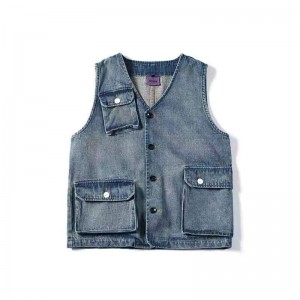 Men’s Trendy Denim Vest Short Jean Jackets with Pockets