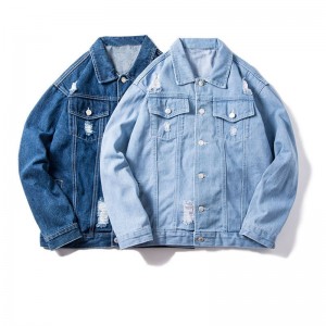 Broken denim jacket men’s Spring and Autumn New Korean style loose handsome denim jacket for youth