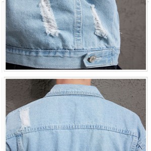 Broken denim jacket men’s Spring and Autumn New Korean style loose handsome denim jacket for youth